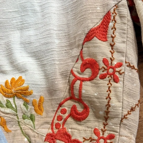 Free People Augusta Floral Embroidered Tan Braid Tie Boho Shorts - Picture 15 of 16